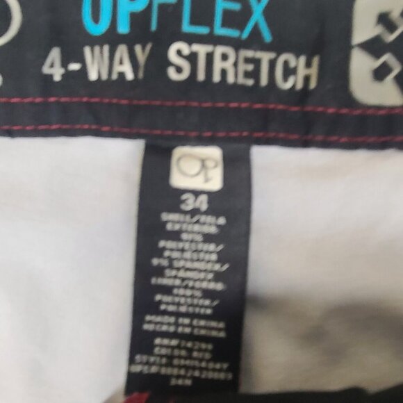 OP Flex 4 Way Stretch  Mens Swim Trunks Size 34 Red Multicolor Board Shorts - Picture 3 of 11